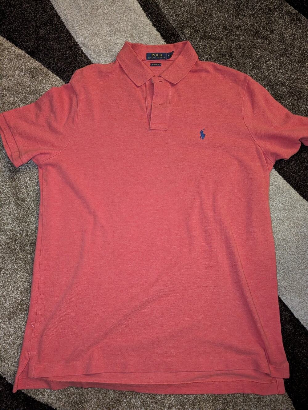 Polo Ralph Lauren Mens Polo Shirt Medium Red Classic Fit Blue Pony Pique